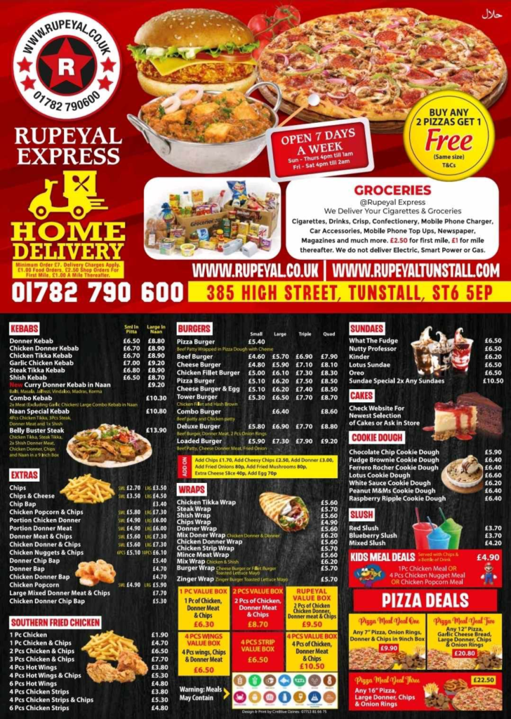 Rupeyal Express Menu