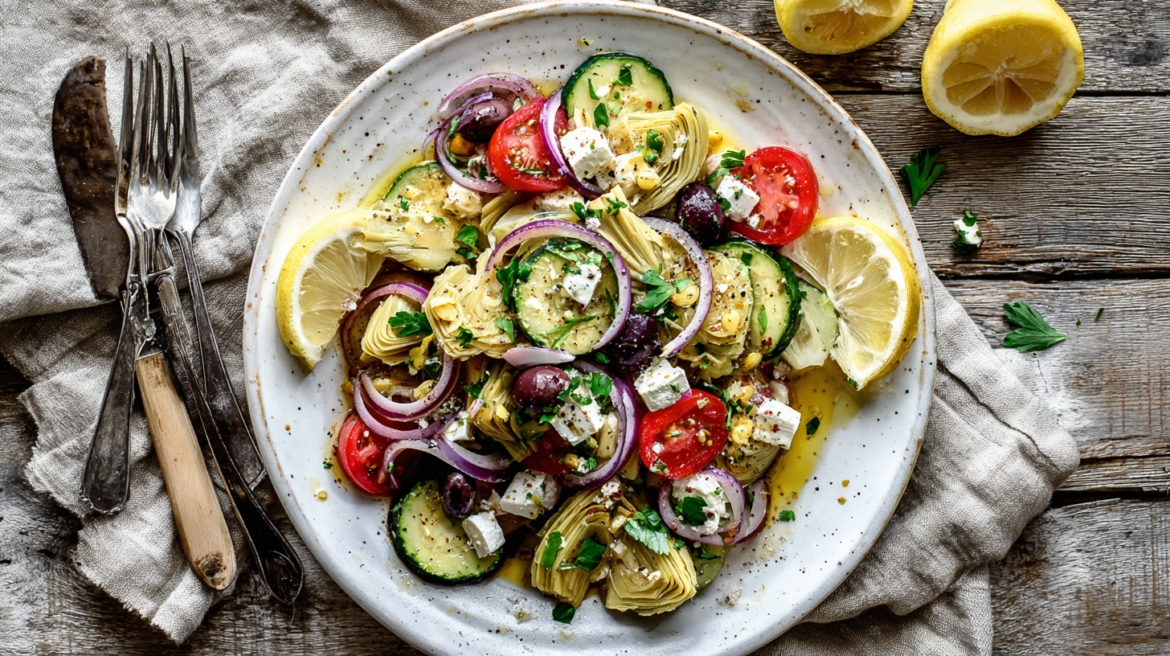 Air-Fried Artichoke Salad with Zesty Lemon-Parmesan Vinaigrette