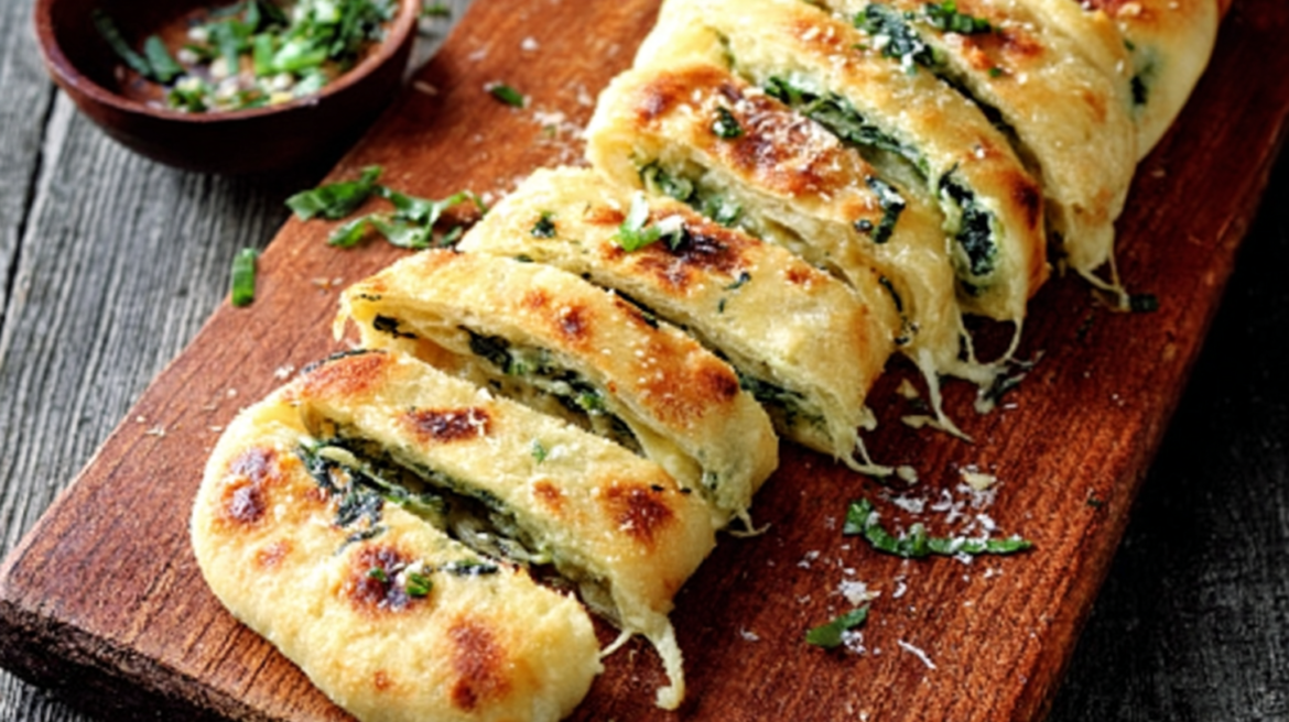 Easy Spinach Garlic Stuffed Flatbread Recipe for Flavorful Meals