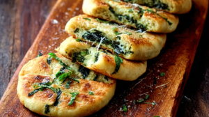 Spinach Garlic Stuffed Flatbread Recipe